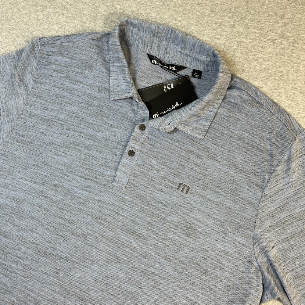 Travis Mathew Flying‎ Tortilla Polo Shirt Mens 2XL XXL Blue Heather NWT Golf New